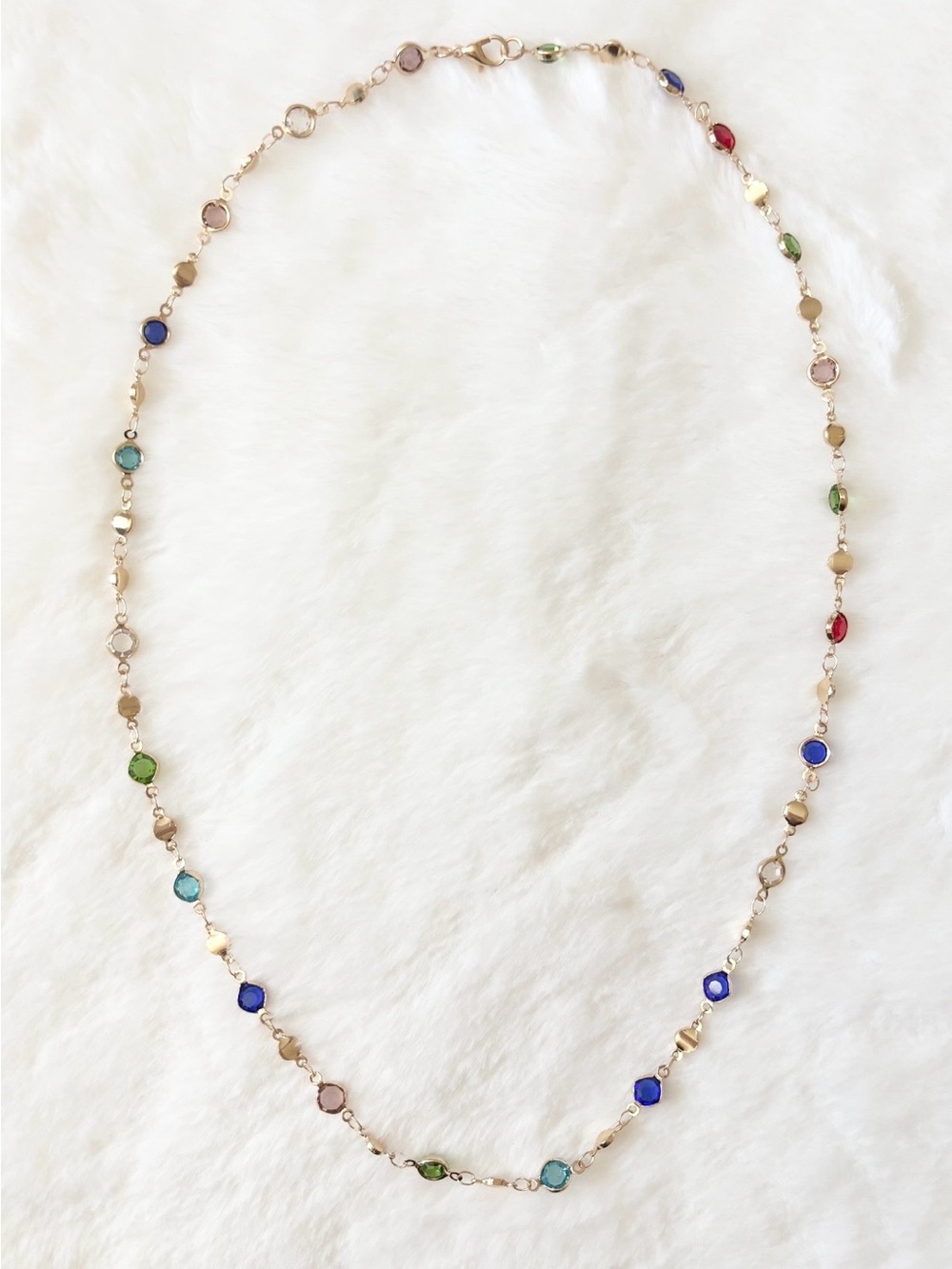 5/$15 🩷 MUST BUNDLE Multi-Color Bezel Station Necklace - Gold Tone